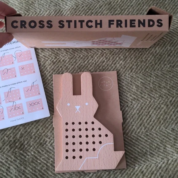 Beginner Bunny Cross-stitch Kit Rabbit By Moon Picnic, Beachwood Bunny Age 4+ - Picture 8 of 13